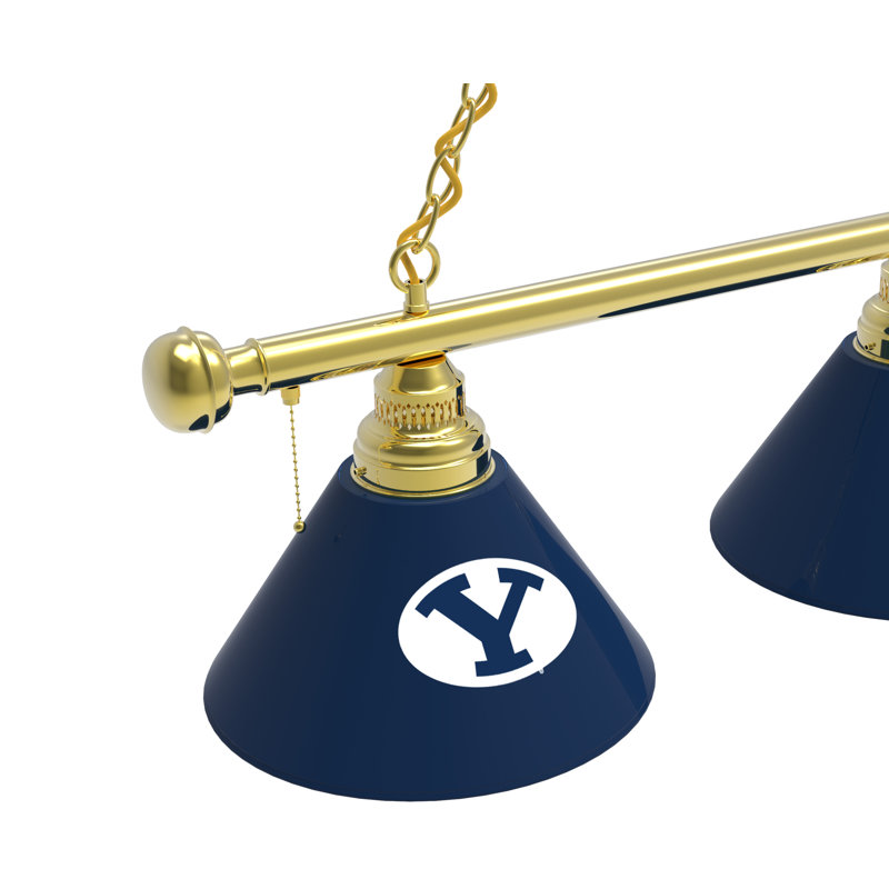 Luminaire suspendu linéaire à 3 lumières pour table de billard NCAA, Laiton, Byu Cougars