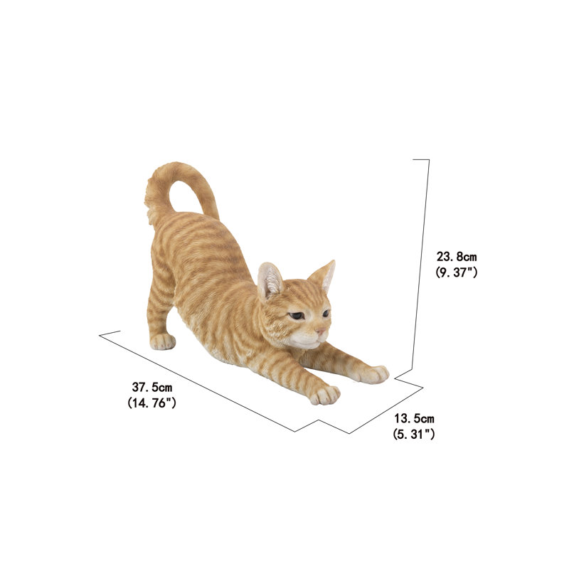 Statue de chat s'étirant, Orange