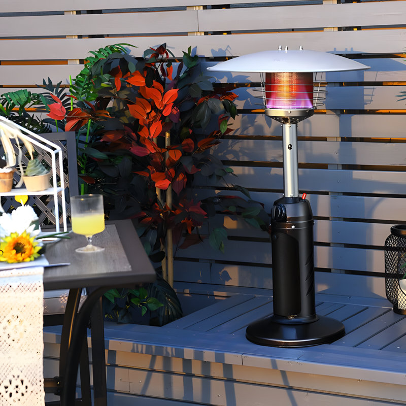 Black Tabletop Propane Patio Heater with Adjustable Flame