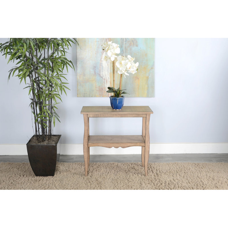 Komor Solid Wood End Table, 28" H x 28" W x 11" D, Beach Pebble