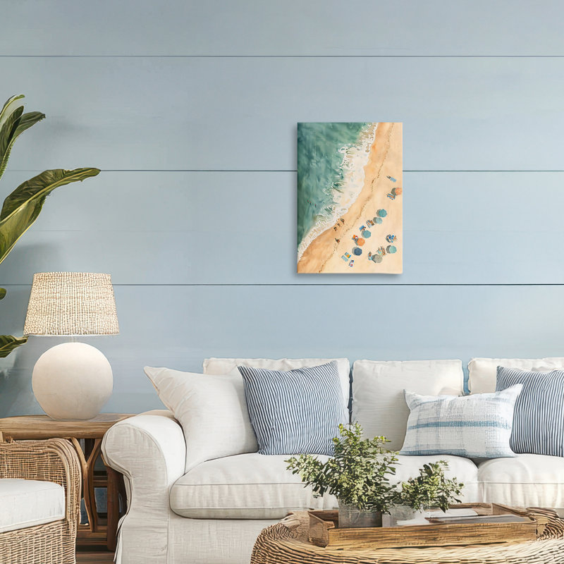 Toile Casual Perspectives de plage aérienne, design par LSR Design Studio, H 24 po x l 16 po