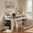 Farmhouse Office Desk With Storage Cabinet, Charging Station, Barn Door Design, Keyboard Tray, Monitor Stand And Pegboard-1090102146