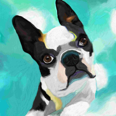 " Boston Terrier Oil Photo " Painting Print