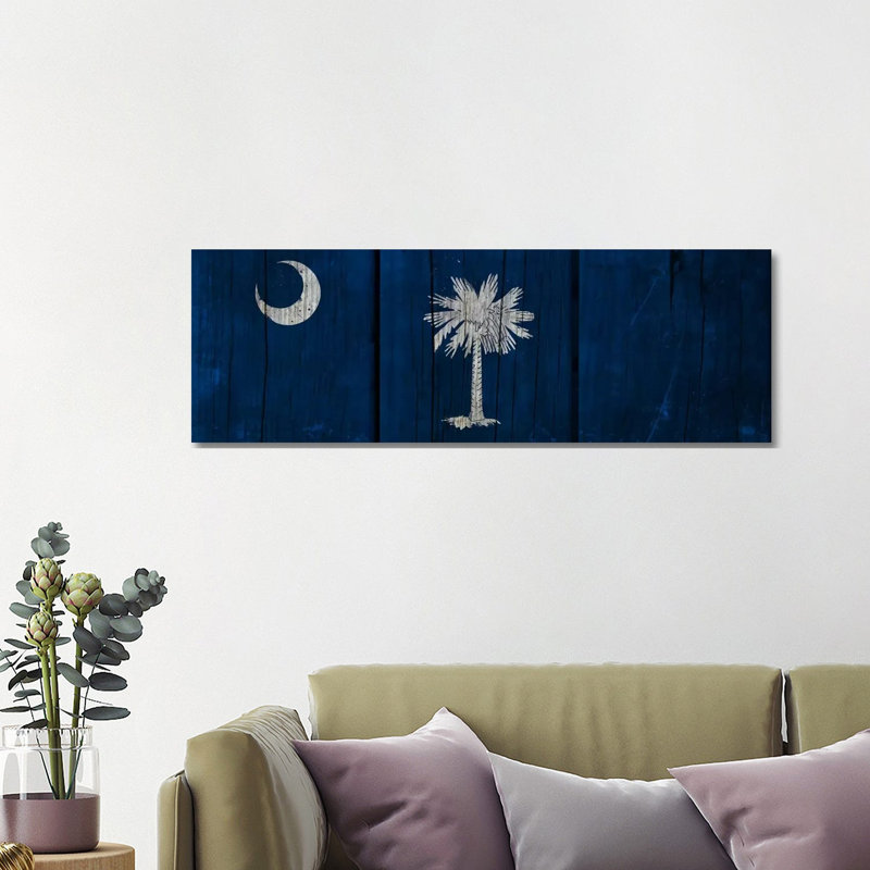 South Carolina Flag On Wood Planks by ICanvas - Wrapped Canvas Panoramic Gallery-Wrapped Canvas Giclée