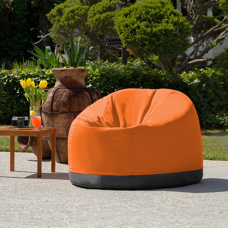 Palmetto Large Round Outdoor Bean Bag Club Chair, Canvas Tangerine Sunbrella® Canvas