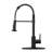 Industrial 1-Handle Spring Spout Kitchen Faucet With Pull Down Sprayer, Matte Black, Single Hole Deck Mount For Kitchen Bar Sinks-124003315