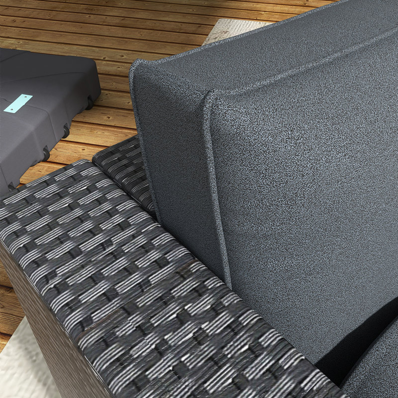 4-Pieces Outdoor Wicker Sofa Set, Grey/Black