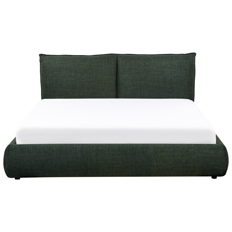 Bed Boucle VINAY 200 cm Taupe, Green, European Kingsize (160 x 200 cm)