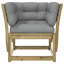 Garden Sofa Armrest with Cushions Impregnated Wood Pine