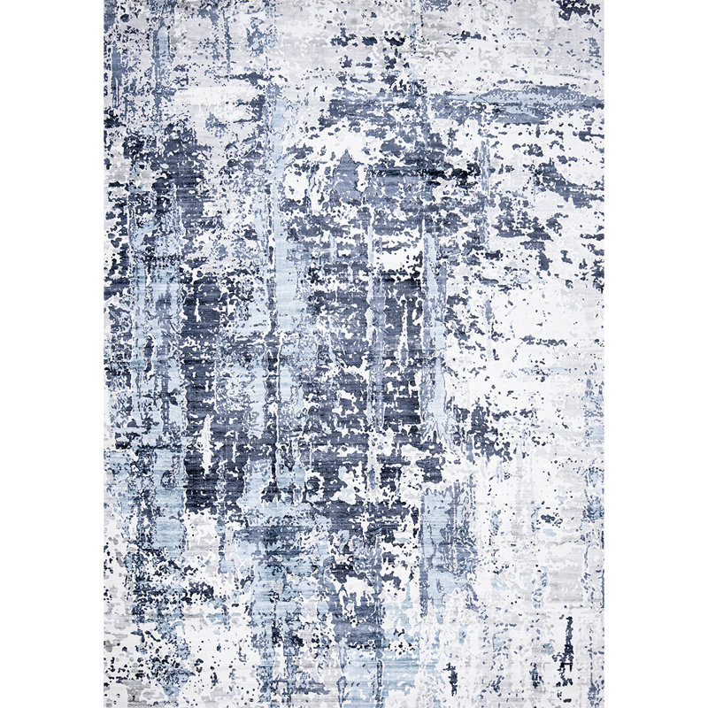 Abstract Area Rug in Blue, Rectangle 12' x 15'