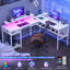 Bureau en L de 55 po Toria avec rangement, prises de courant et bande DEL-2046331507