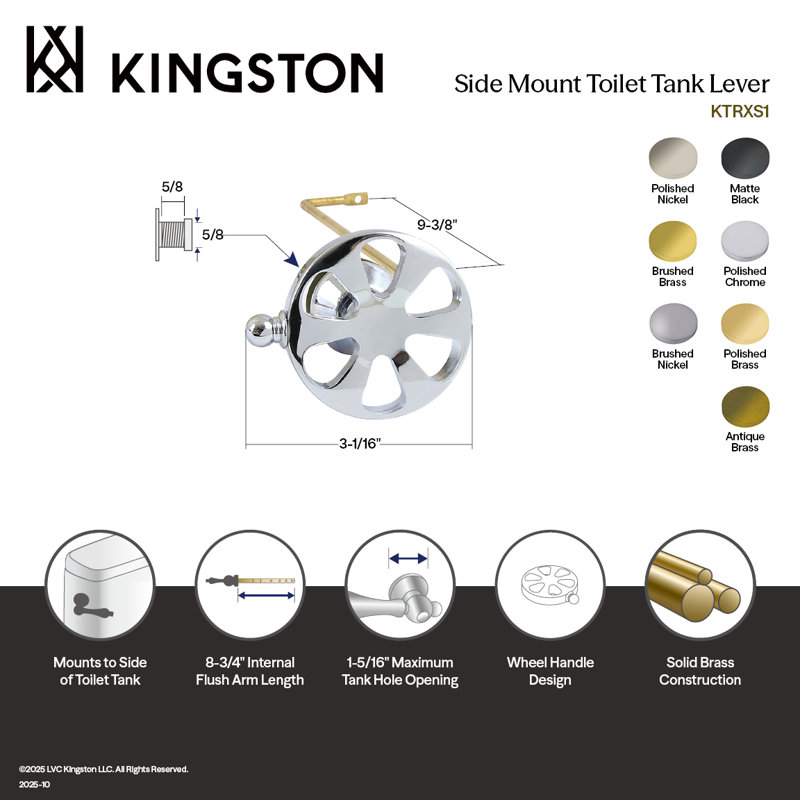 Kingston Brass Belknap Side Mount Toilet Tank Lever, Polished Chrome