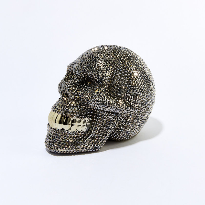 Rhinestone Skull Bank - 8" long
