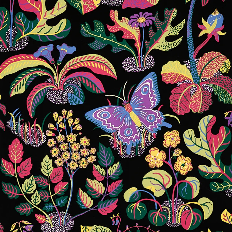 Exotic Butterfly Wallpaper, Black