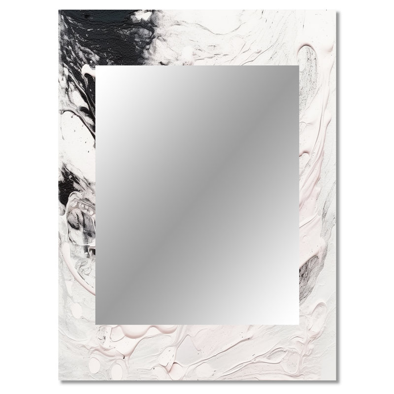White Twist Watercolor II - Abstract Painting Decorative Wall Mirror, Modern Mirror, Printed Metal Art, 40" x 30"