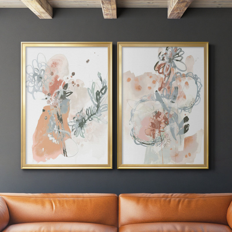 «Petal Drift I», ensemble de 2 reproductions de cadres rectangulaires sur toile, Or, H 41,25 po x l 61 po x P 1,25 po