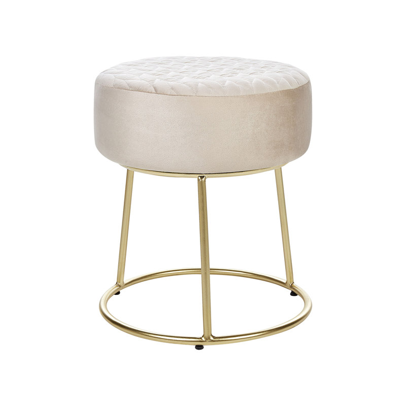 Adrianno 35cm Wide Round Solid Colour Footstool Ottoman, Beige