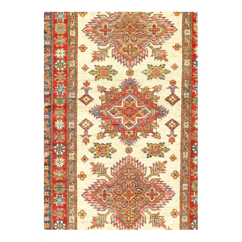 Tapis de couloir en laine Super Kazak 2 pi 7 po x 12 pi 7 po