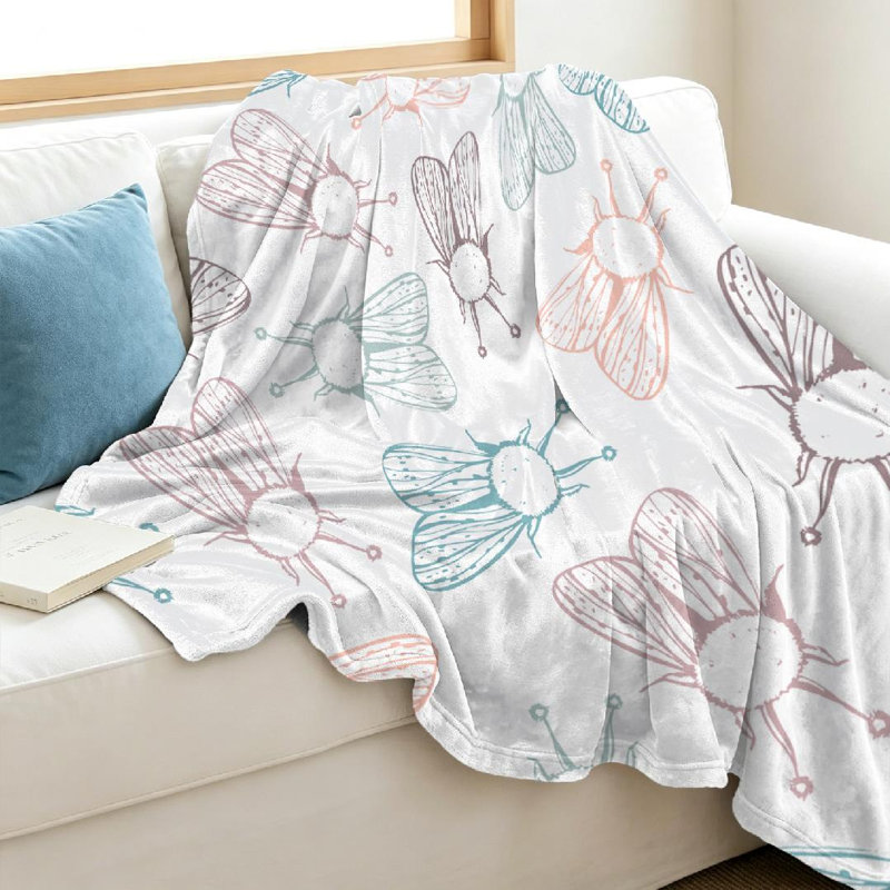 Jeté en molleton transparent ultra doux, imprimé mite d'été, Jeté 40 po x 50 po