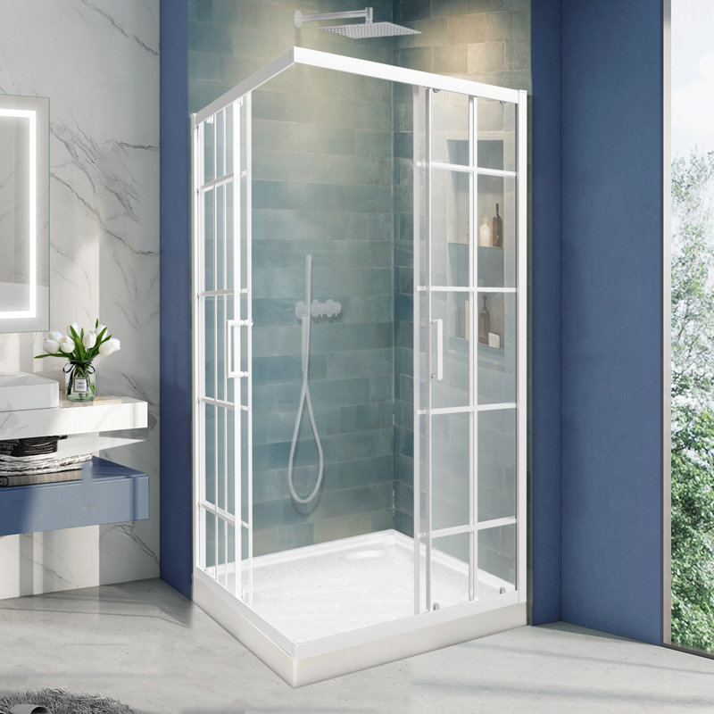 36" W X 36" D X 71" H Framed Square Shower Enclosure With 1/4"Clear Tempered Glass, Brushed Gold, Modern