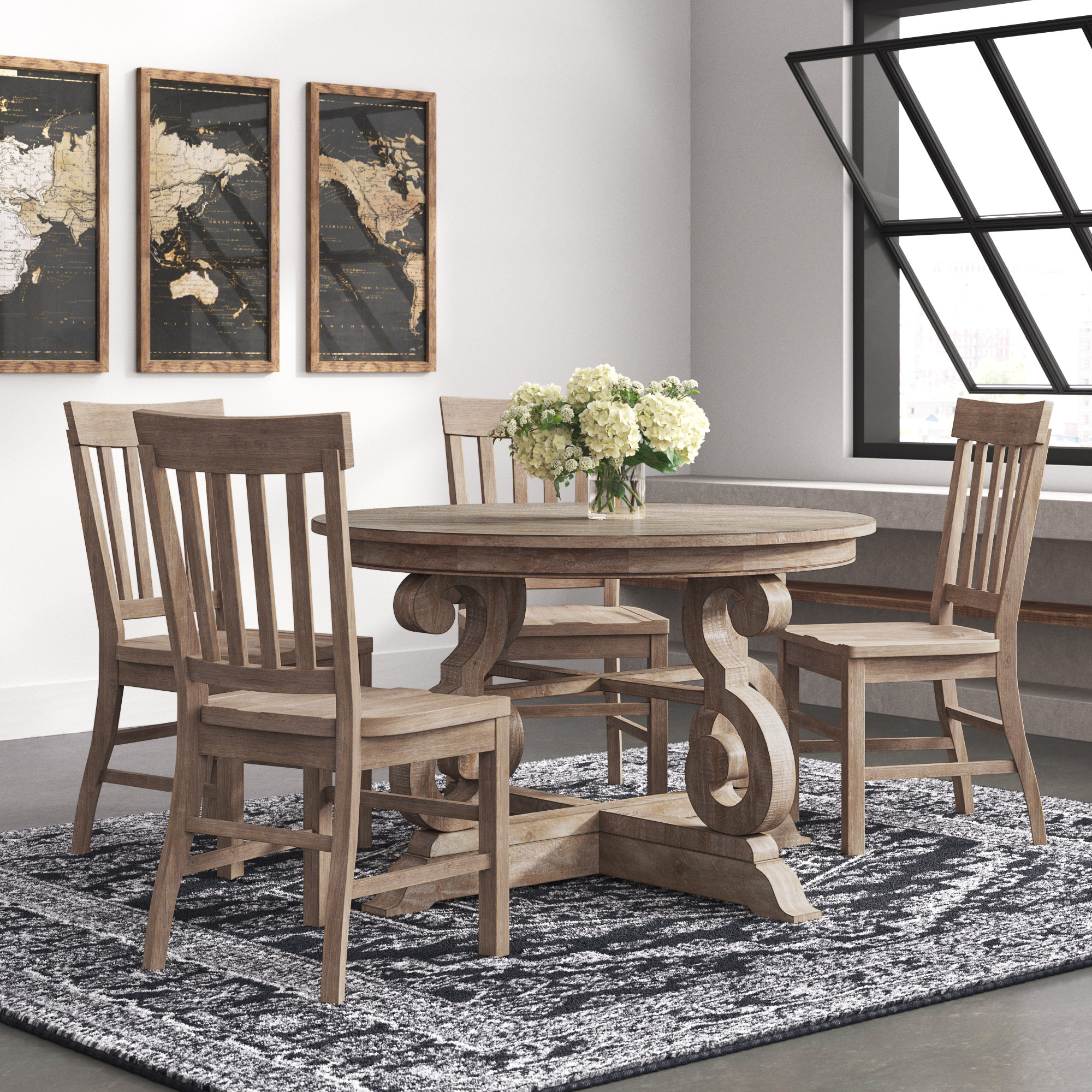 Laurel Foundry Modern Farmhouse Horncastle 5 Piece Pedestal Dining Set Reviews Wayfair