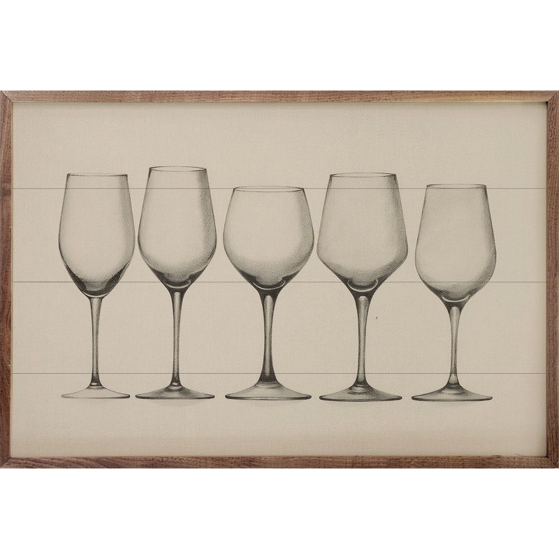 Verres à vin, H 5 po x l 8 po