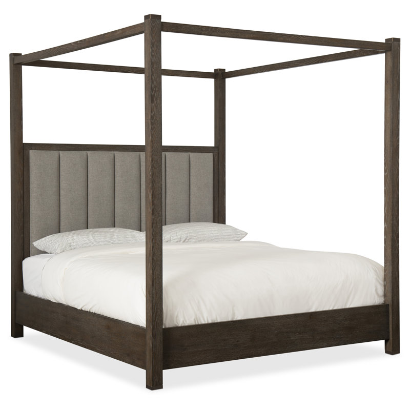 Miramar Tufted Upholstered Low Profile Canopy Bed, Queen