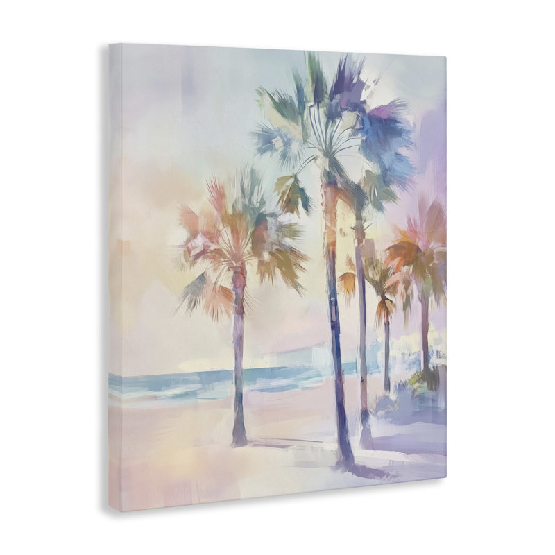 Toile de palmiers chauds pastel, design par Arlington Prints, H 40 po x l 30 po