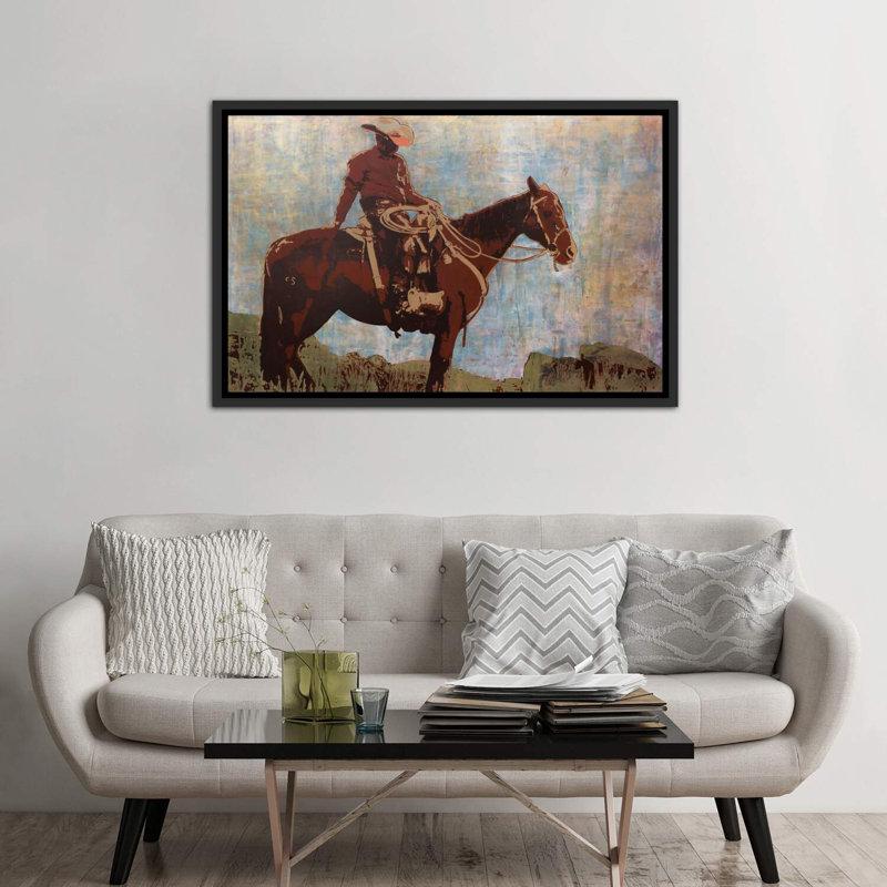 «Western Moment» par Maura Allen, impression sur toile tendue, H 40 po x l 60 po x 1,5 po, Toile avec cadre noir