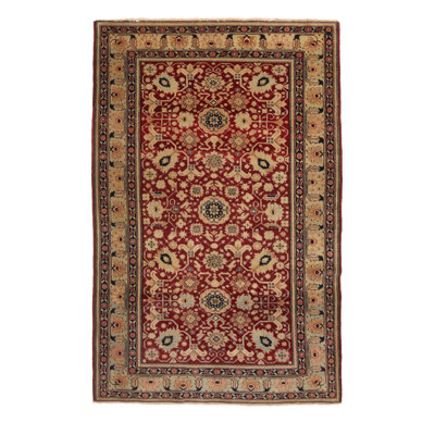 Turn-of-the-Century Antique Agra Rug, Burgundy with Floral Pattern - Rug & Kilim