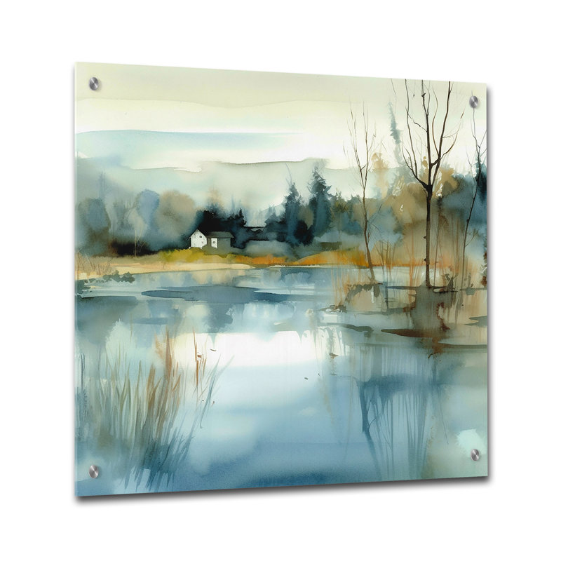 Bima - Lake, art mural acrylique, H 16 po x l 16 po