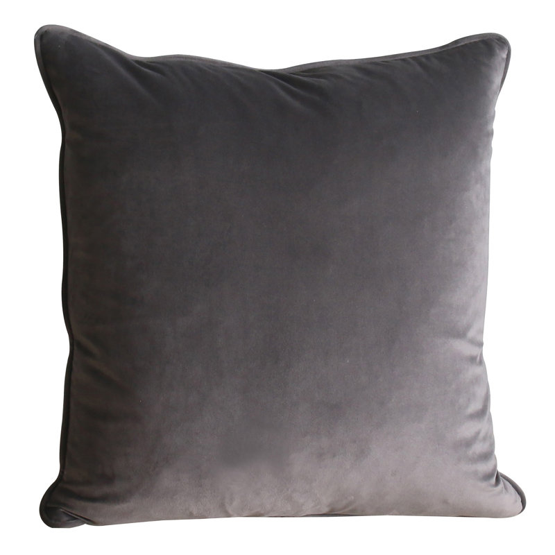 Velvet Throw Square Pillow Cover & Insert, Sky Gray