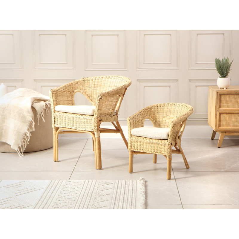 Aniken Upholstered Accent Chair, Natural Wood