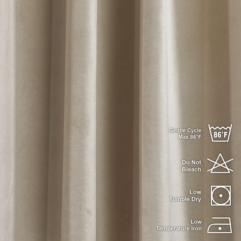 Room Darkening Single Curtain Panel, 190cm Width x 265cm Drop, Beige