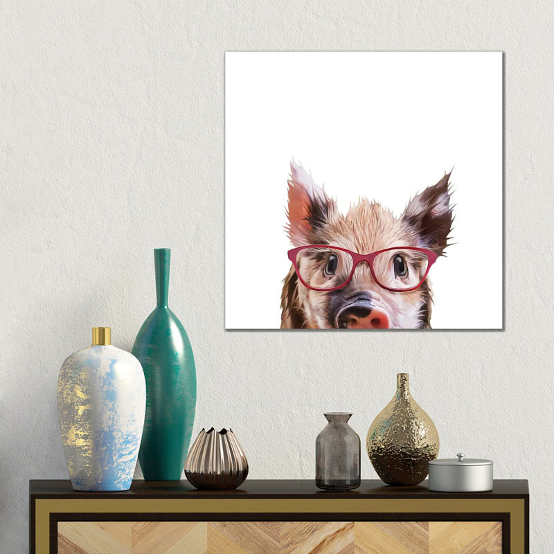 Peekaboo Pig by Kim Curinga - Gallery-Wrapped Canvas Giclée on Canvas, 45.72 cm H x 45.72 cm W x 3.175 cm D, Wrapped Canvas