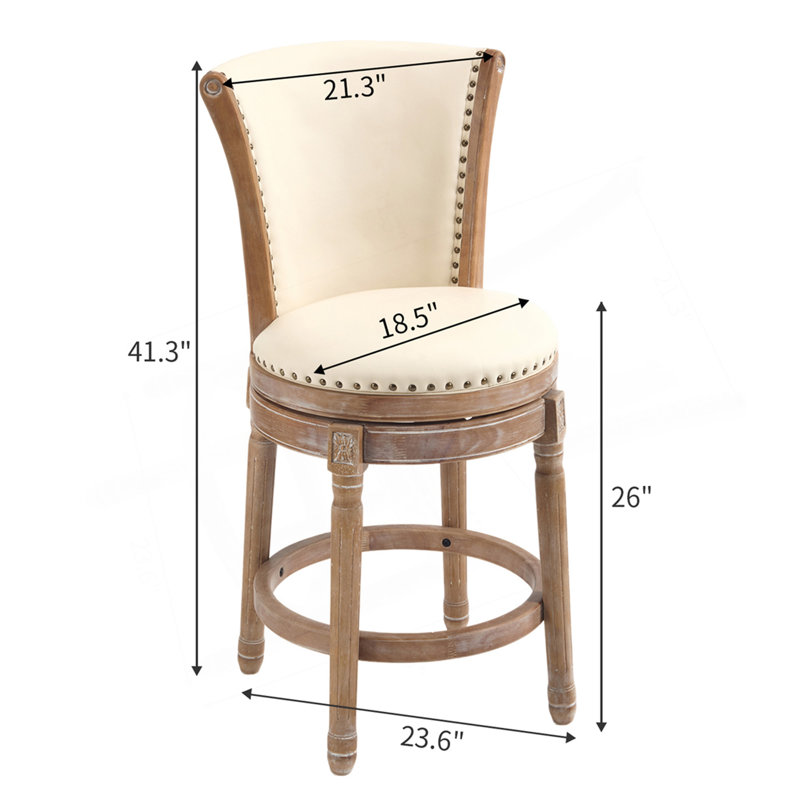 Tabouret de bar pivotant à 360 degrés avec dossier haut et cuir fleur
