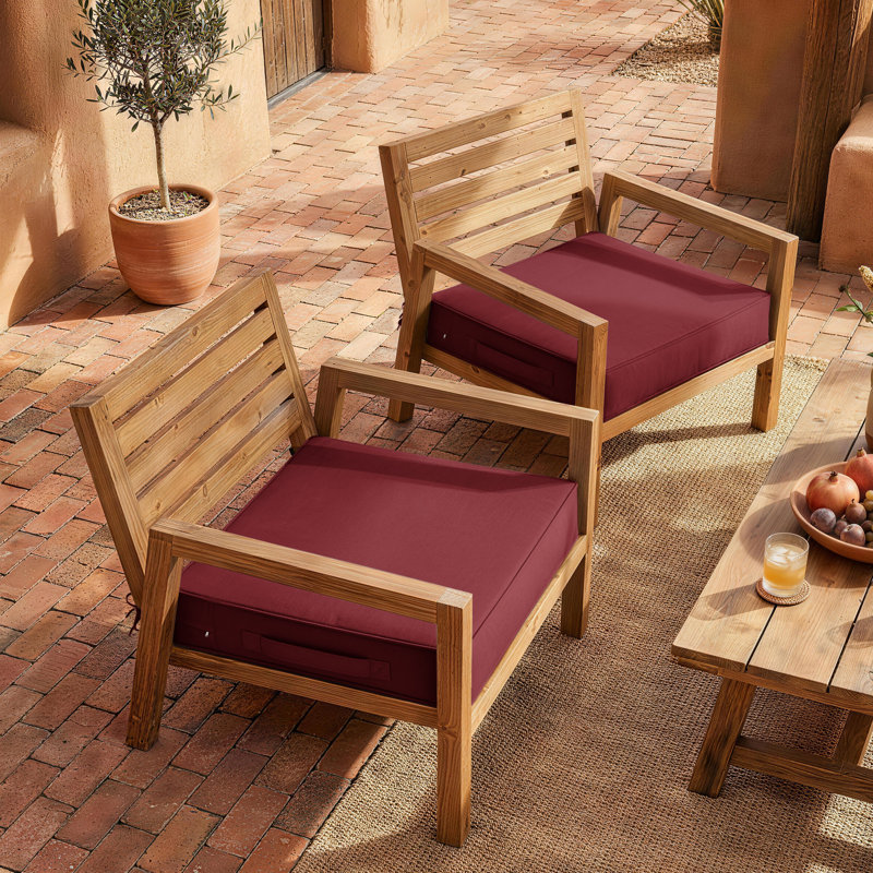 Wynee Outdoor Cushions 24X24x5 Outdoor Chair Cushions And Seat Cushions, Set of 2, Burgundy
