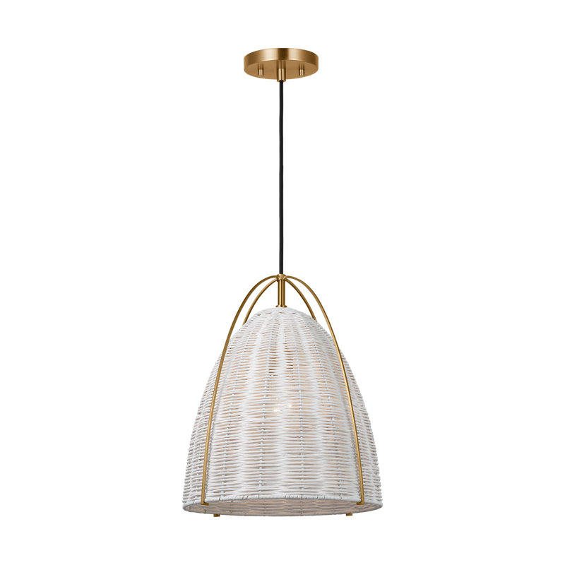 Norman 1 Light Dining Room Pendant With Ash Wicker Shade, Bronze/Ash, 83" H x 13.375" W x 13.375" D