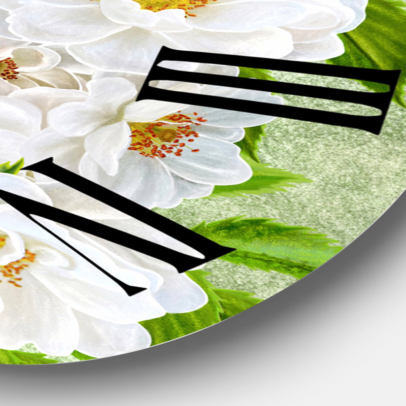 Little Blue Bird Sitting On A Branch Of White Rose - Traditional Wall Clock, 36" H x 36" W x 1" D