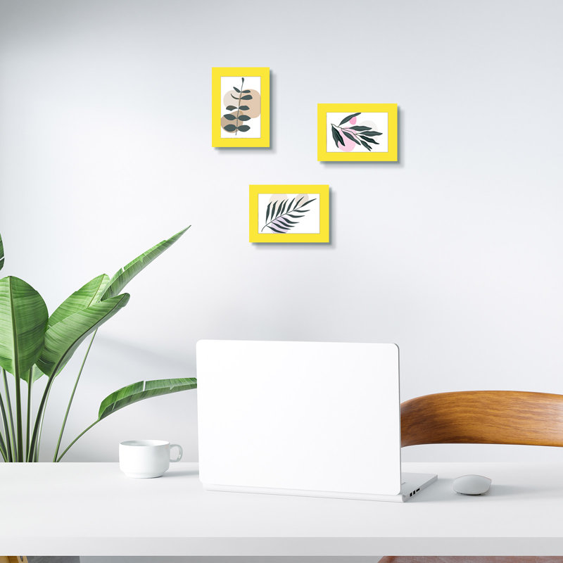Cadre photo collage, ensemble de 3, Jaune, L 4 po x H 6 po