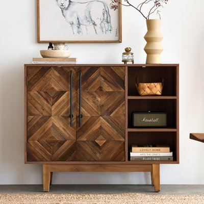 (Restocked) Mahisha 31” * 37” Wood Accent Cabinet Sideboard With Shelves And Reclaimed Wood Doors
