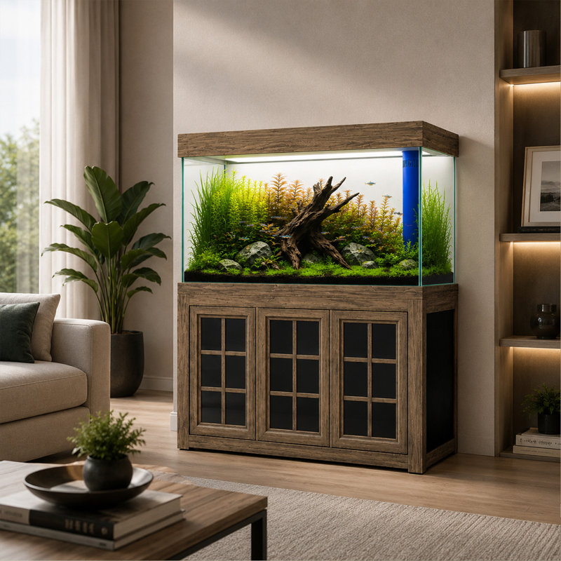 Réservoir d'aquarium 50 gallons, Bois brun, 175 gallons (H 51 po x l 14 po x P 24 po)