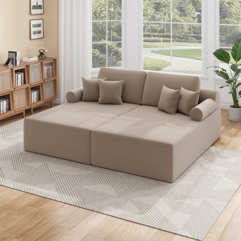 Boneless 81" Sleeper Sofa, Khaki