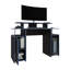 Bureau d'ordinateur avec trois tablettes et support pour tour en panneau de fibres à densité moyenne noir classique, 47 pouces de largeur