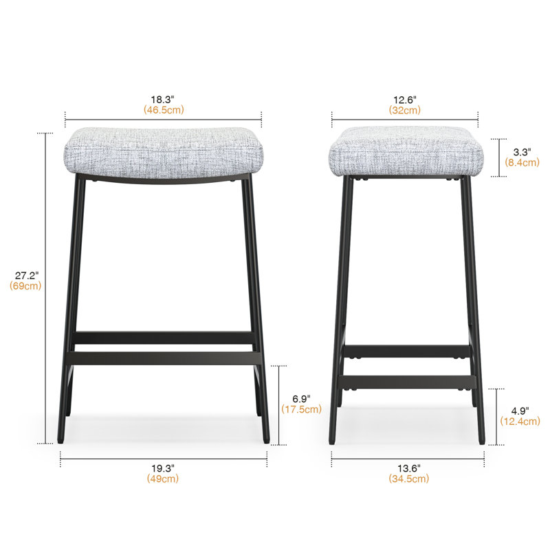 Jillie 27.2" Counter Stool with Saddle Seat Modern Backless Barstool Upholstered Cafe Chair