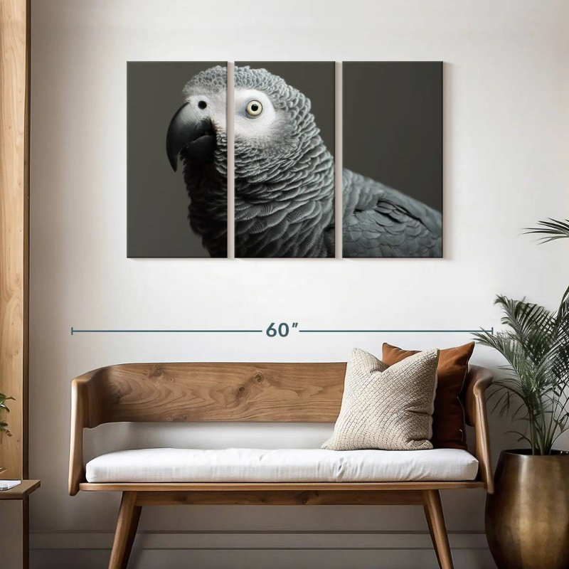African Grey Parrot, 28" H x 45" W
