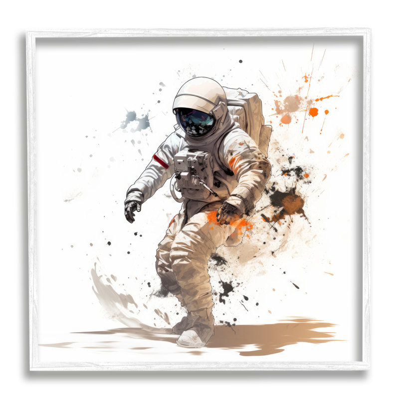 «Astronaut with Modern Splash», impression sur bois encadrée par Lazar Studio, H 17 po x l 17 po x P 1,5 po