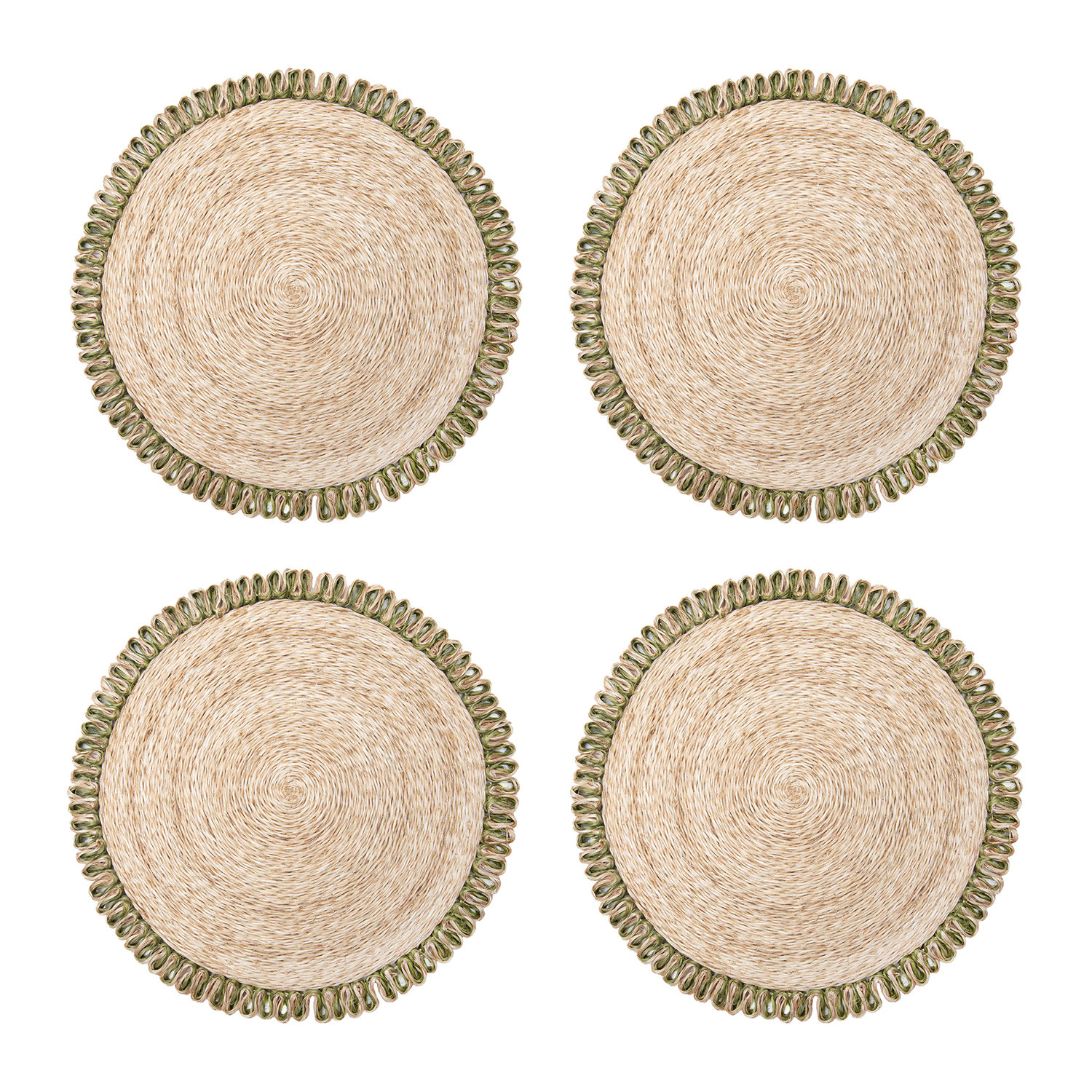 Amaretto Abaca Placemat, Natural/Olive Green