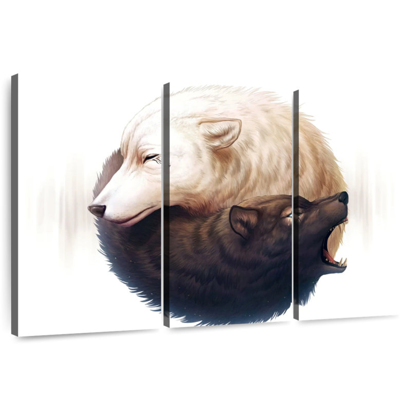 Yin et Yang Wolves, H 28 po x l 45 po