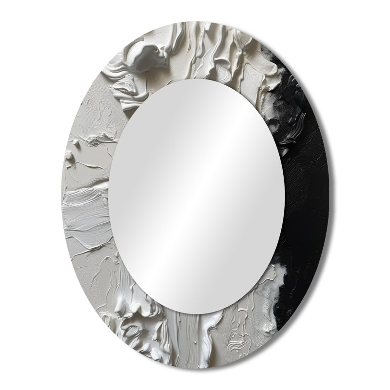 Miroir mural moderne blanc et noir Tranquility Unleashed I, 43 po x 33 po